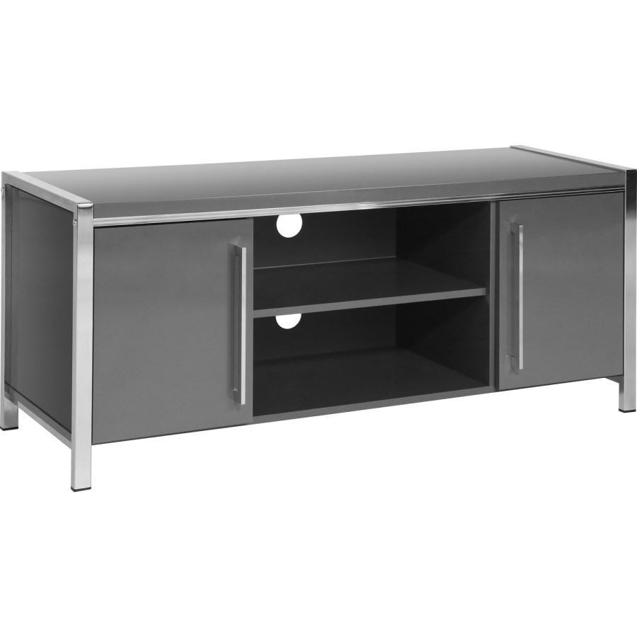 Charisma 2 Door TV Unit in Grey Gloss/Chrome - TV's up to 55"