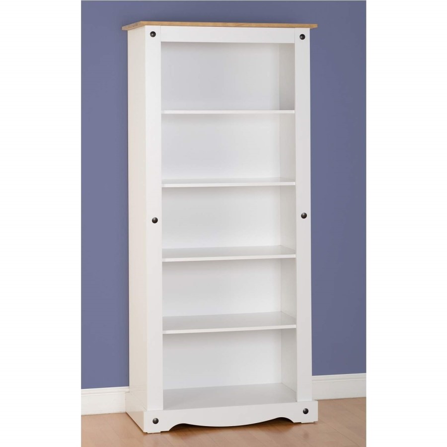 Bookcase in White & Pine Top - Corona
