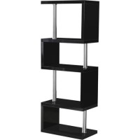 Black Gloss Bookcase with 5 Shelves - Seconique Charisma