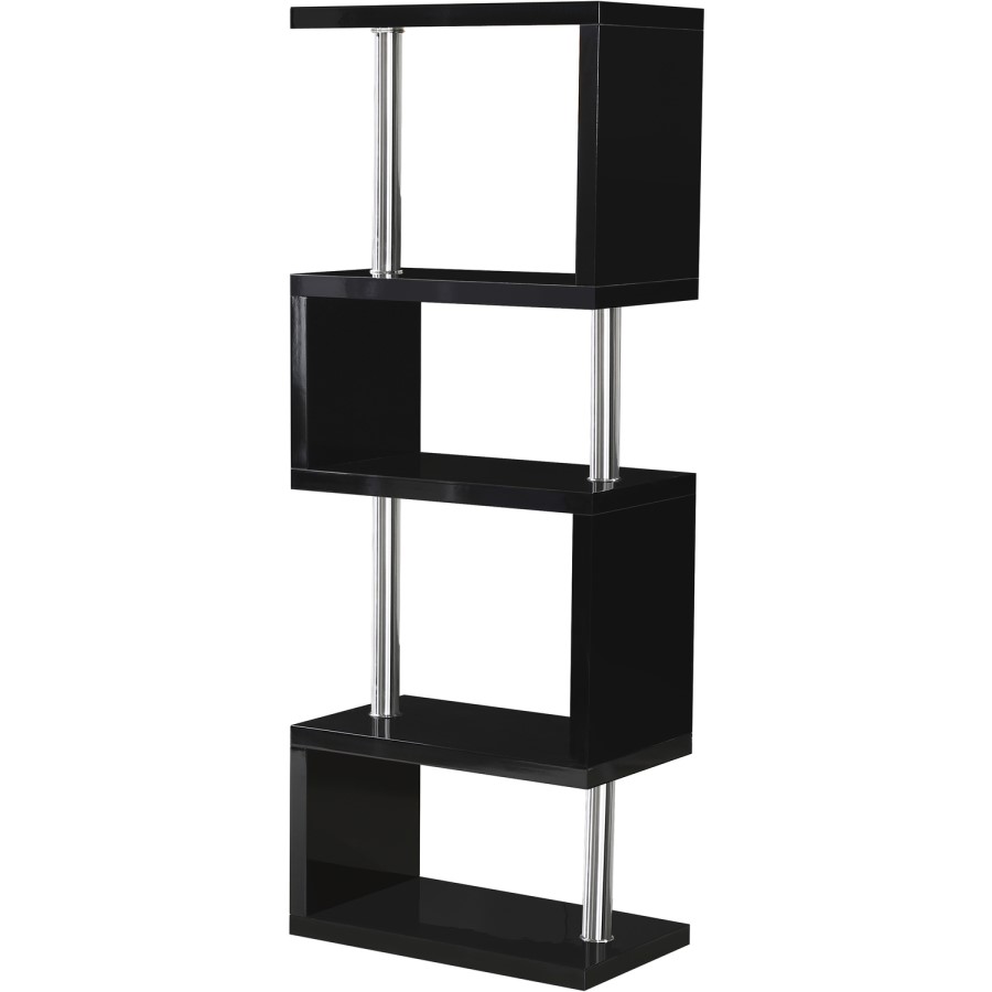 Black Gloss Bookcase with 5 Shelves - Seconique Charisma