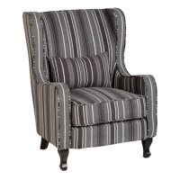 Seconique Sherborne Armchair in Upholstered Stripe Fabric - Grey Seconique Sherborne Armchair in Upholstered Stripe Fabric - Grey