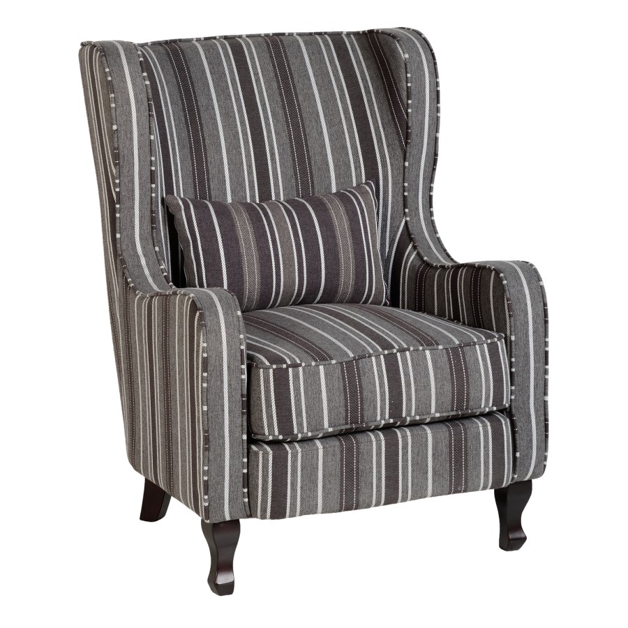 Seconique Sherborne Armchair in Upholstered Stripe Fabric - Grey
