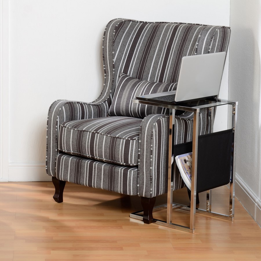 Seconique Sherborne Armchair in Upholstered Stripe Fabric - Grey