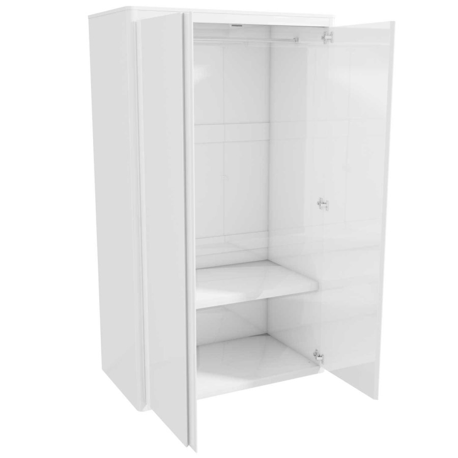 Lexi White High Gloss Bedside Table + Wardrobe + 4 Drawer Chest