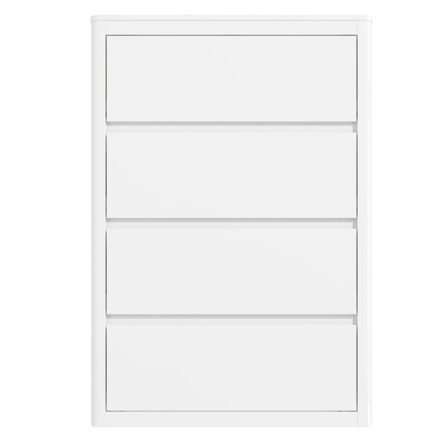 Lexi White High Gloss Bedside Table + Wardrobe + 4 Drawer Chest