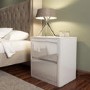 Lexi White High Gloss Bedside Table + Wardrobe + 4 Drawer Chest