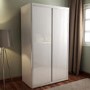 Lexi White High Gloss Bedside Table + Wardrobe + 4 Drawer Chest