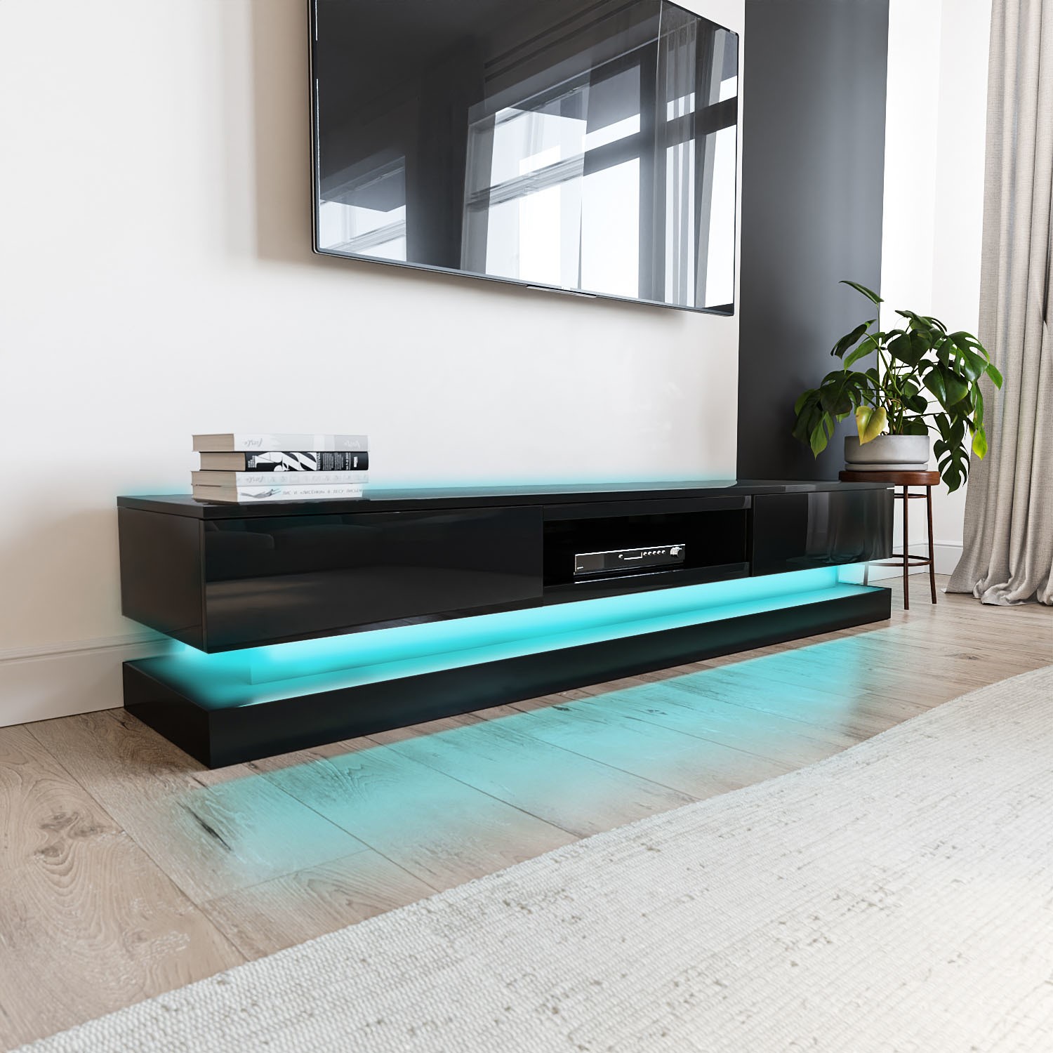 Large Black Gloss TV Stand With LED Lights TV s Up To 70 Evoque large-black-gloss-tv-stand-with-led-lights-tv-s-up-to-70-evoque
