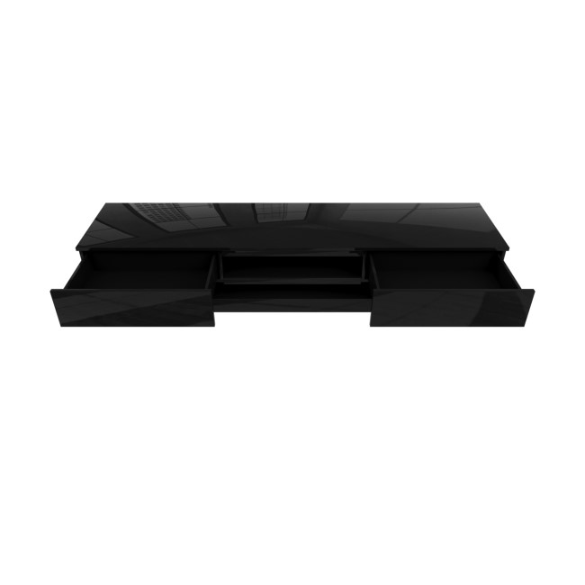 Large Black Gloss TV Stand with LED Lights - TV's up to 70" - Evoque