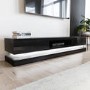 Wide Black Gloss TV Stand with Storage & LEDs - TV's up to 70" - Evoque