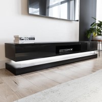 GRADE A1 - Large Black High Gloss LED TV Unit - TV's up to 70" - Evoque