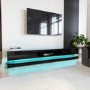 GRADE A1 - Extra Large Black Gloss TV Stand with LEDs- TV's up to 80" - Evoque