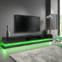 GRADE A2 - Extra Large Black Gloss TV Stand with LEDs- TV's up to 80" - Evoque