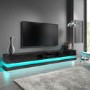 GRADE A2 - Extra Large Black Gloss TV Stand with LEDs- TV's up to 80" - Evoque