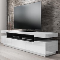 GRADE A2 - Large White Gloss TV Unit with Storage - TV's up to 83" - Harlow