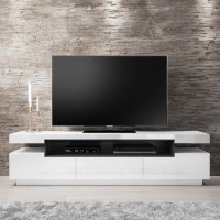 GRADE A2 - Evoque Rectangular High Gloss White TV Unit with Grey Gloss Detail