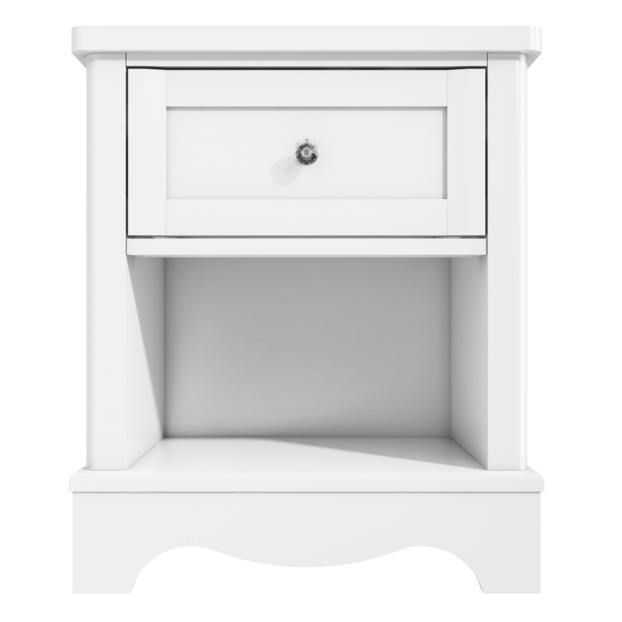 Victoria White 1 Drawer Bedside Table
