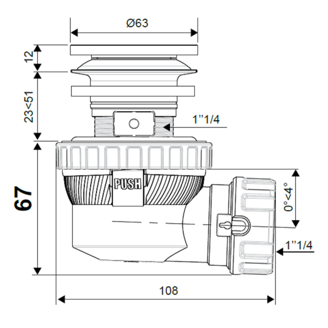 Wirquin Nano Standard 6.7 Basin Waste and Trap 