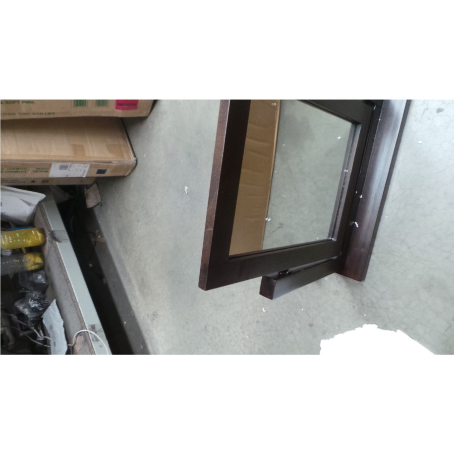 GRADE A2 - Pacific Solid Dark Oak Dressing Table Mirror - Walnut Effect