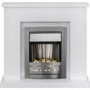GRADE A1 - Adam Lomond Pure White Surround with Helios Electric Fire in Brushed Steel