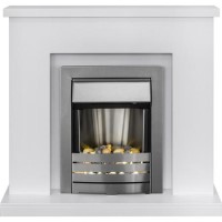 GRADE A1 - Adam Lomond Pure White Surround with Helios Electric Fire in Brushed Steel