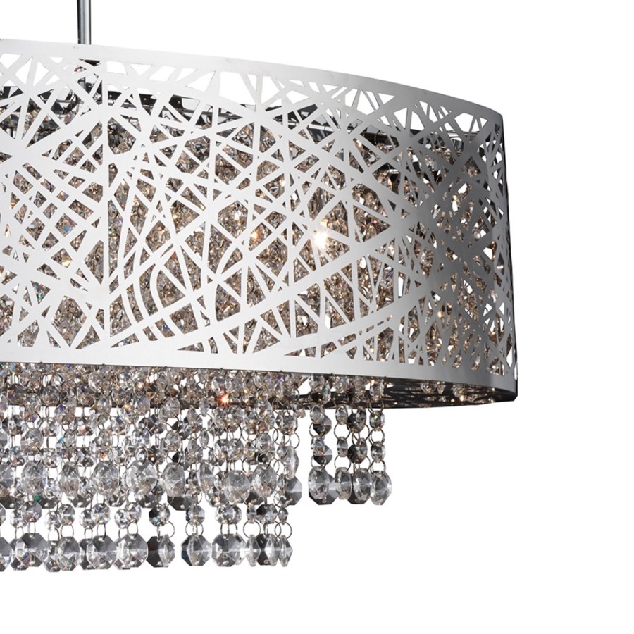 Bar Ceiling Light with Chrome & Crystals - Mica