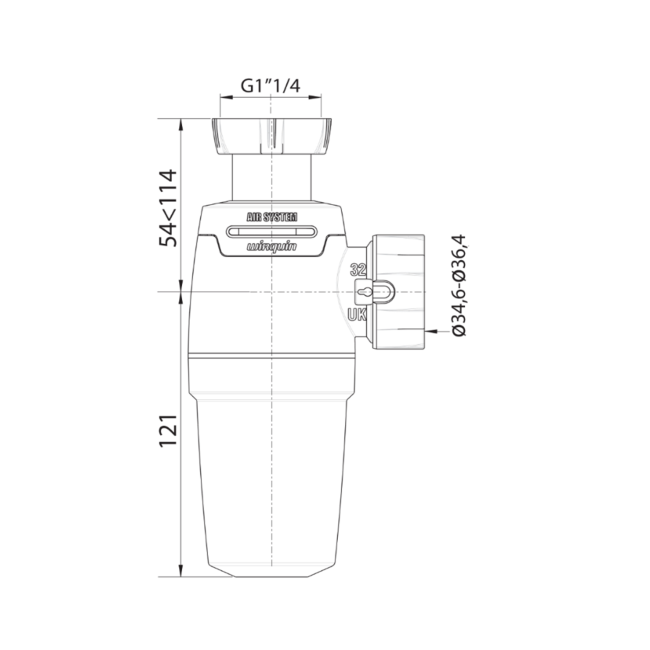 Wirquin Neo Air 1.25 Zero Leak Bottle Trap