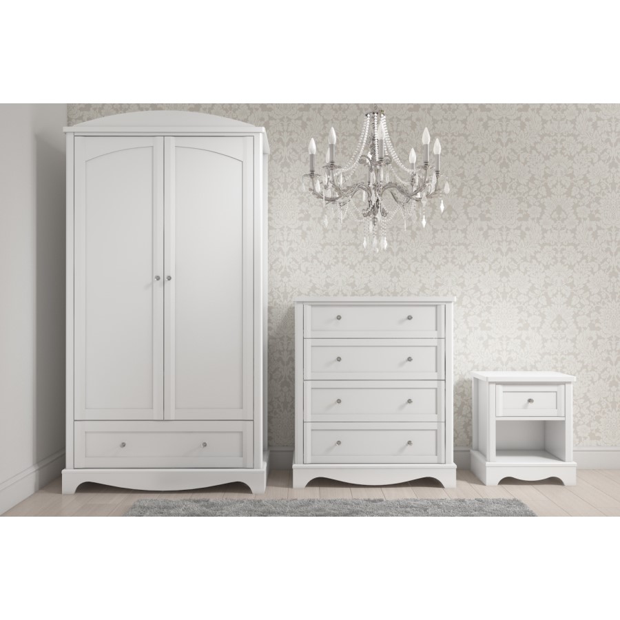 Victoria White 1 Drawer Bedside Table