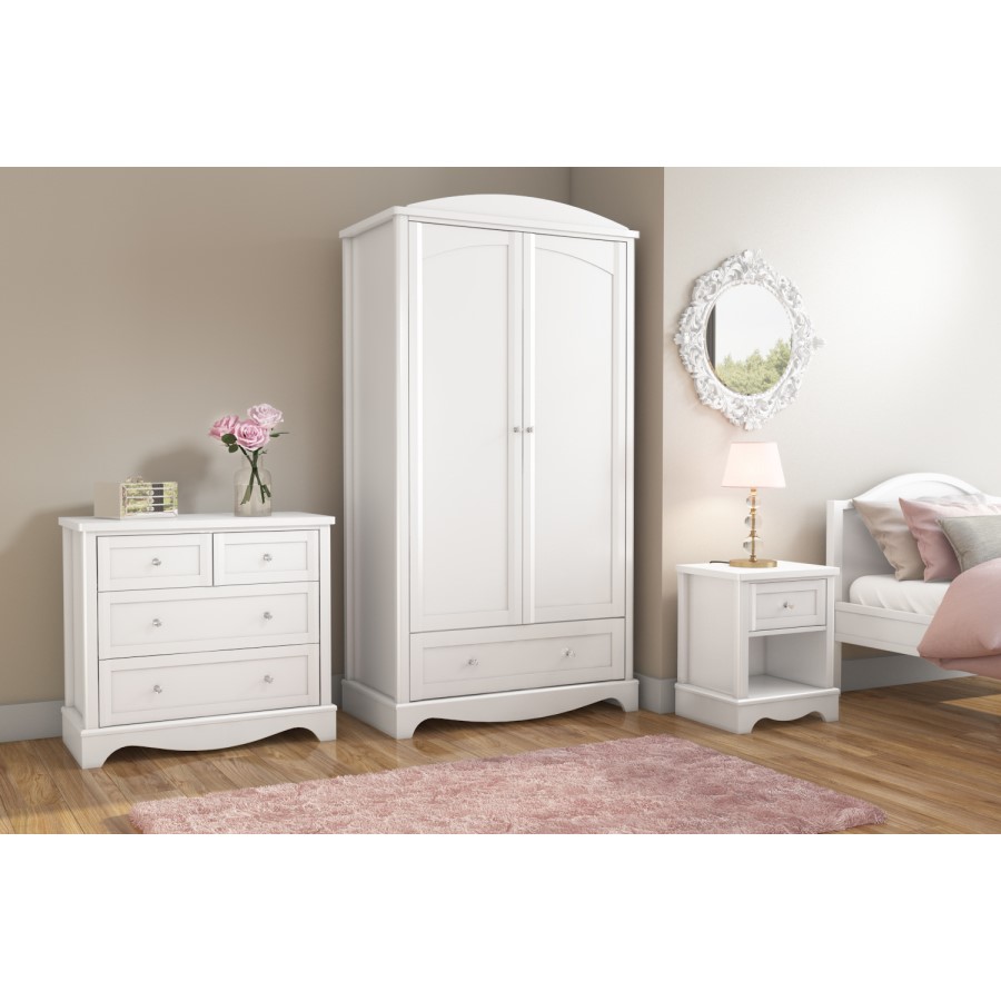 Victoria White 1 Drawer Bedside Table