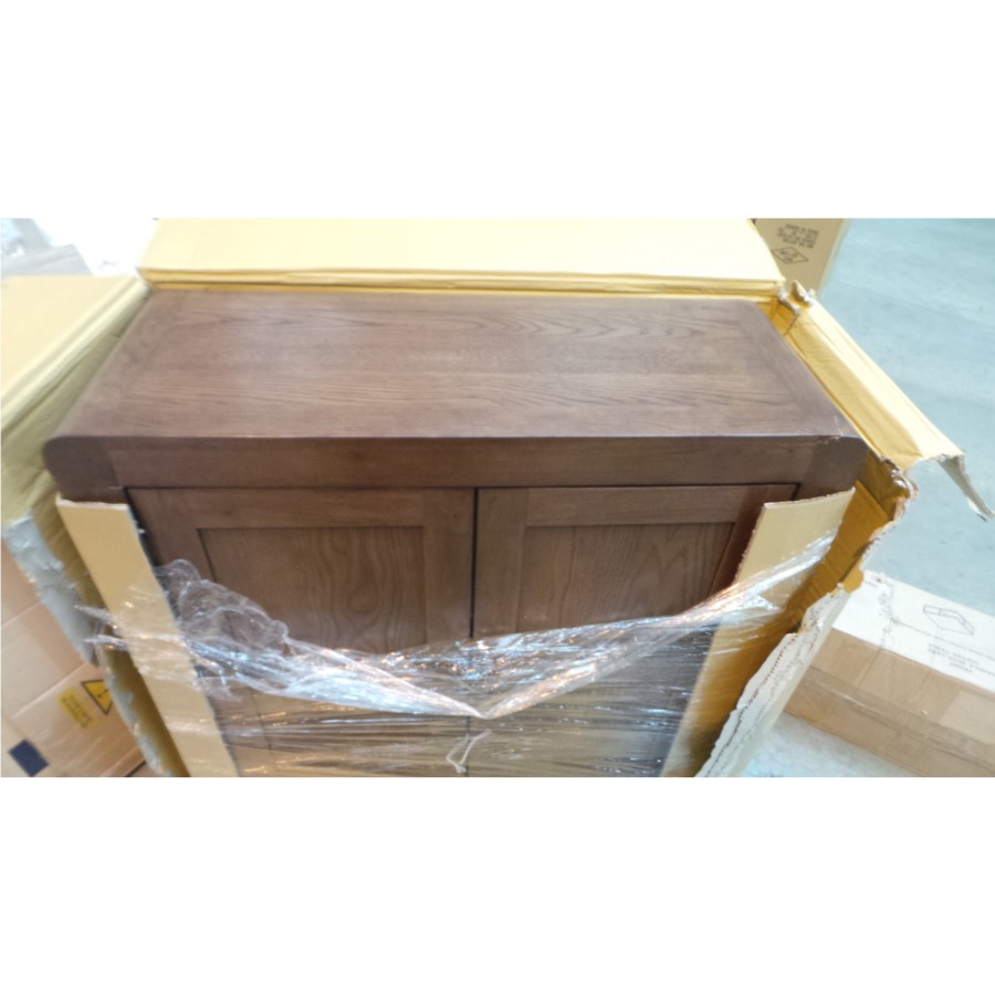 GRADE A3 - Windsor Solid Oak Shoe Cabinet - 20 Pairs 