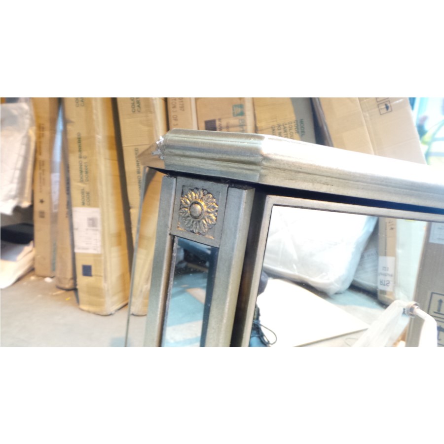 GRADE A3 - Valentina Mirrored Gold Leaf 3 Drawer Bedside Table