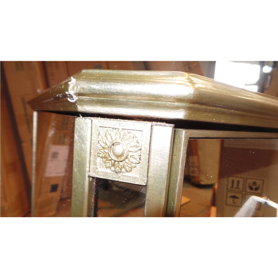 GRADE A3 - Valentina Mirrored Gold Leaf 3 Drawer Bedside Table