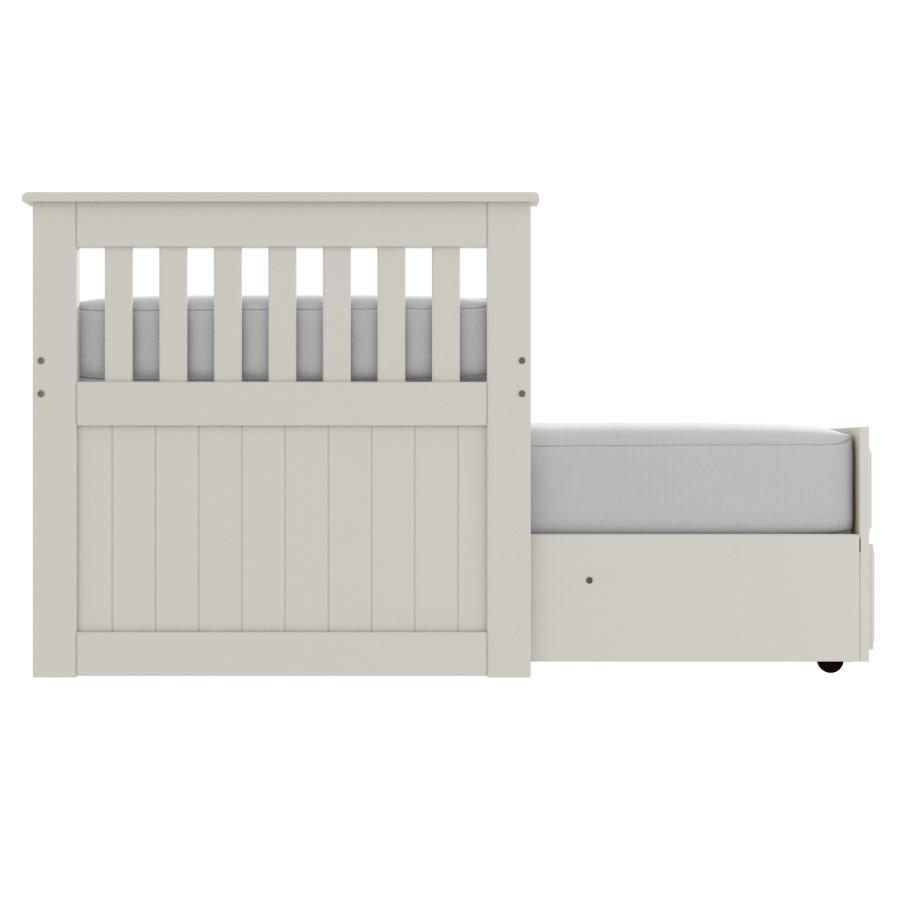 Oxford Captains Guest Bed With Storage in Cream - Trundle Bed Included
