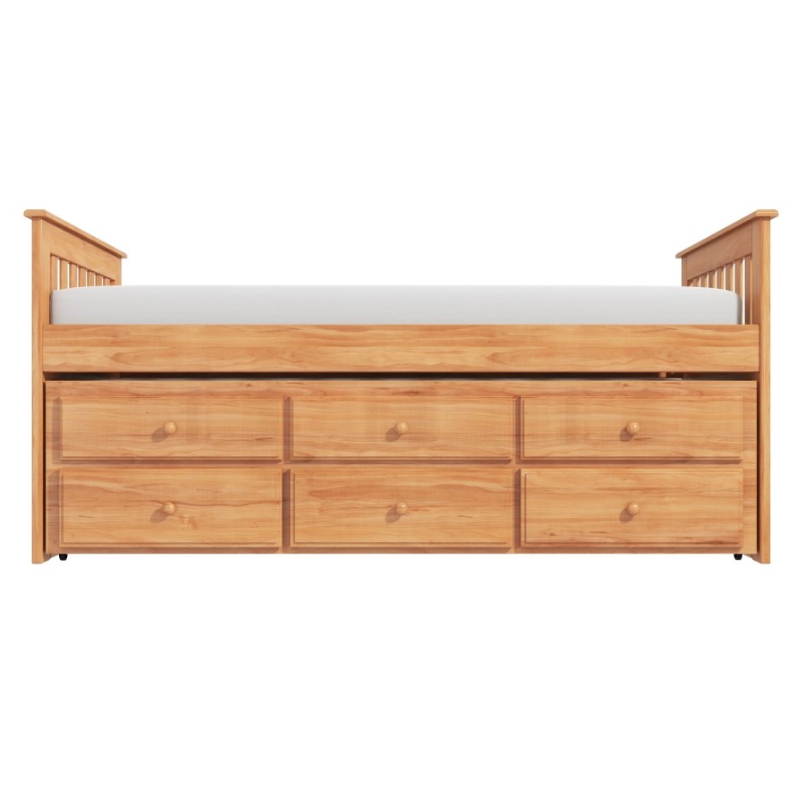Oxford Captains Guest Bed With Storage in Pine - Trundle Bed Included