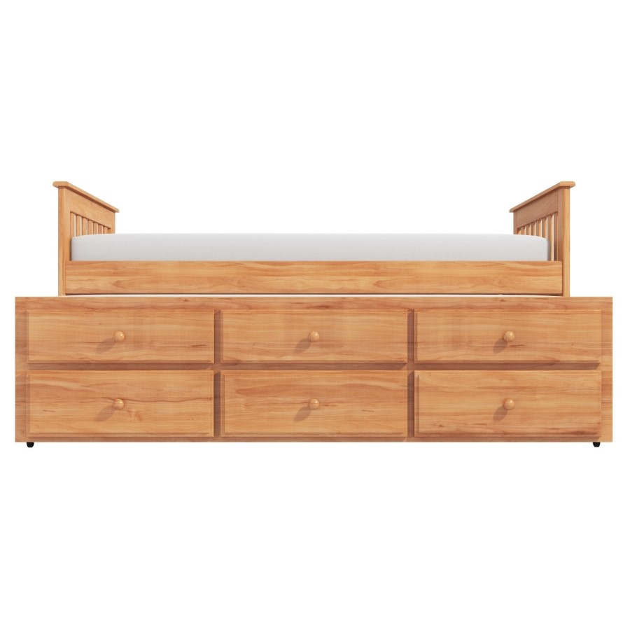 Oxford Captains Guest Bed With Storage in Pine - Trundle Bed Included