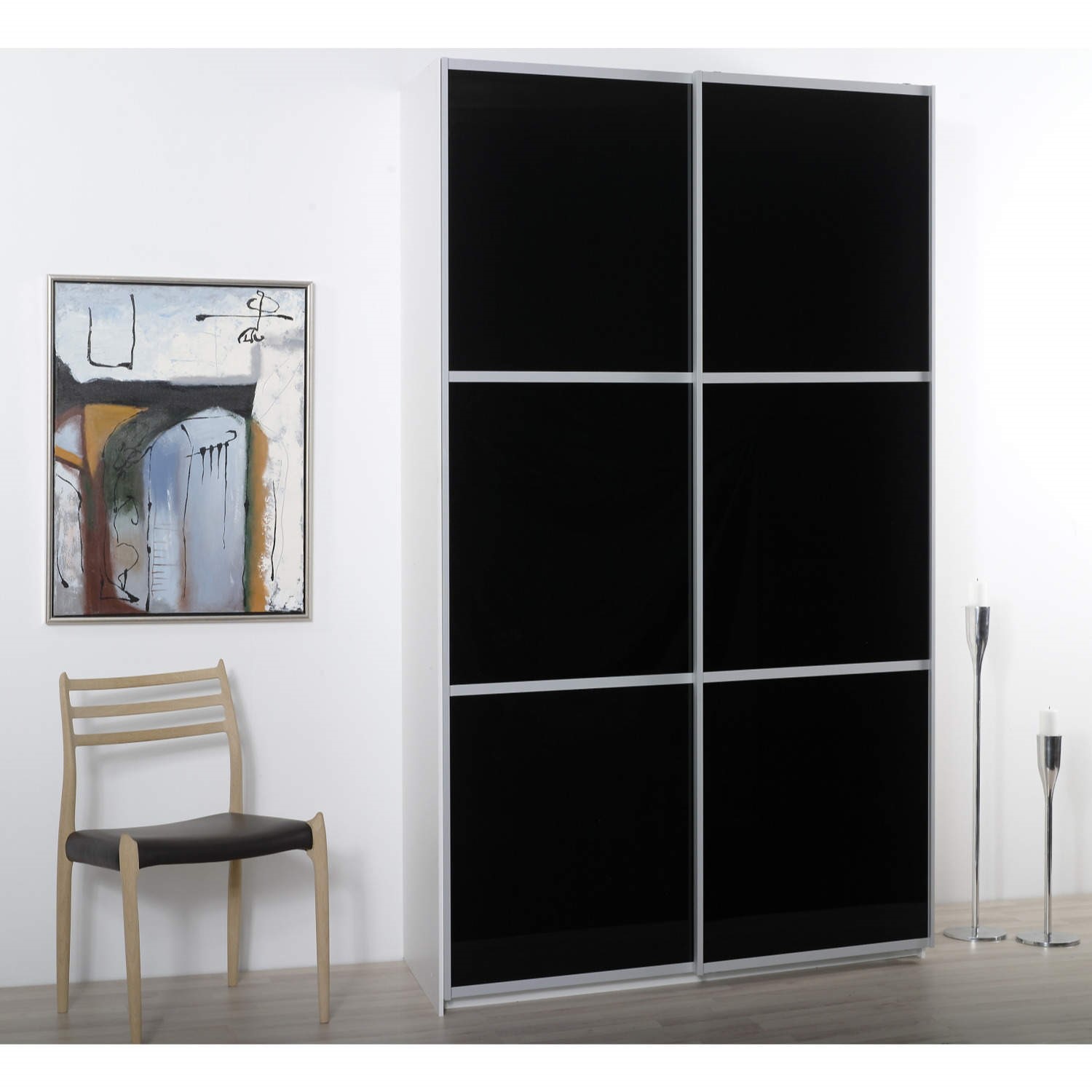 Furniture To Go Designa 120cm Sliding Door Robe In Glass And Black ...