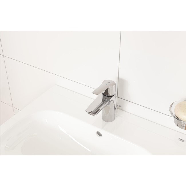 Grohe QuickFix Start SilkMove EnergySaving Cloakroom Mono Basin Mixer Tap with Pop-up Waste - Chrome