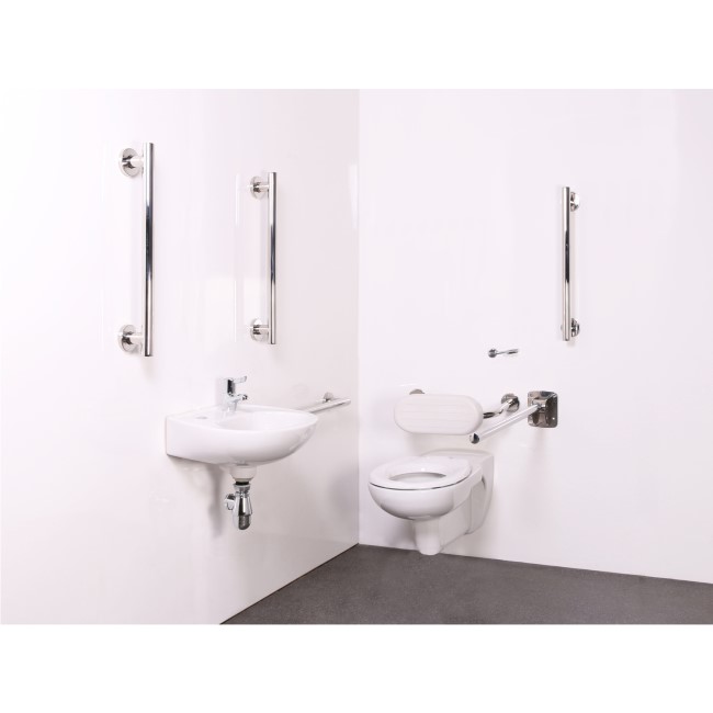 Nymas Wall Hung Doc M Pack Disibility Bathroom Suite with Polished Fixings