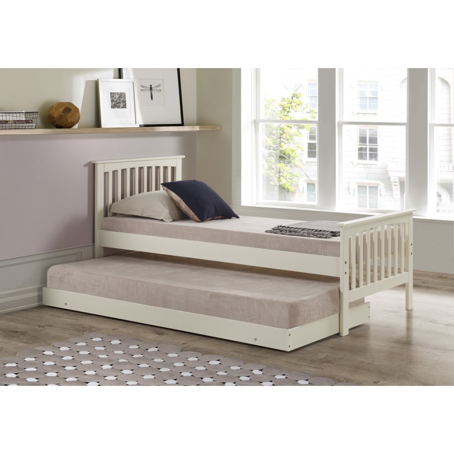 Oxford Single Guest Bed in Cream - Trundle Bed Included