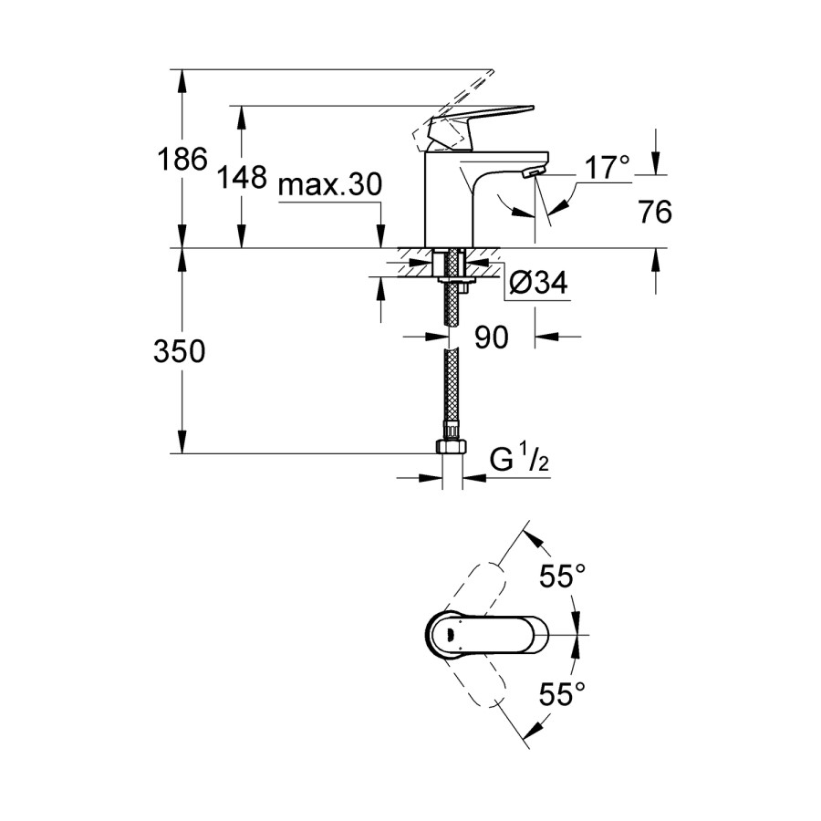 Eurosmart Cosmopolitan Cloakroom Basin Mixer Tap - Grohe