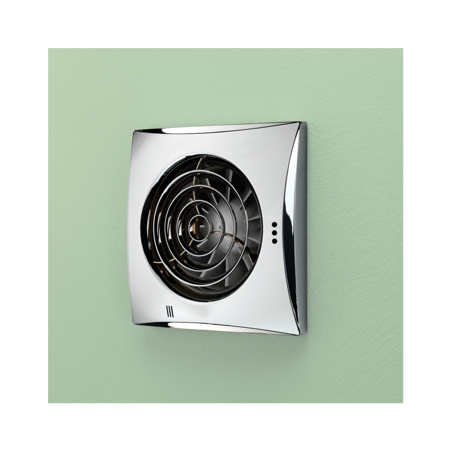 Chrome Wall Mounted Bathroom Extractor Fan with Timer - hib. Hush