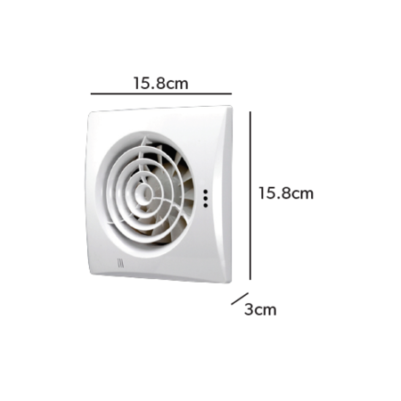 Chrome Wall Mounted Bathroom Extractor Fan with Timer - hib. Hush