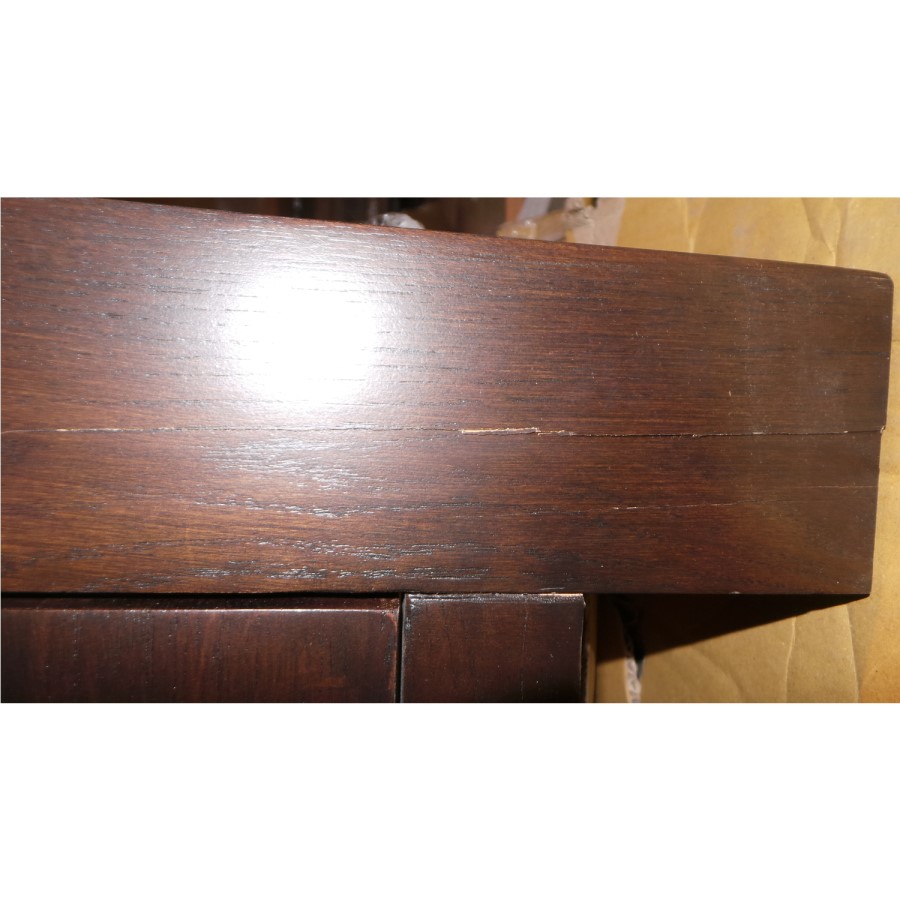 GRADE A3 - Pacific Solid Dark Oak Wide Chest of Drawers - Walnut Effect