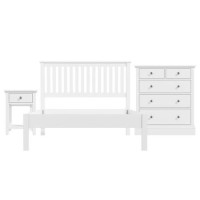 Harper Solid Wood Double Bed Bedroom Set in White