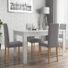 Vivienne Extendable White High Gloss Dining Table + 4 Grey Fabric Chairs