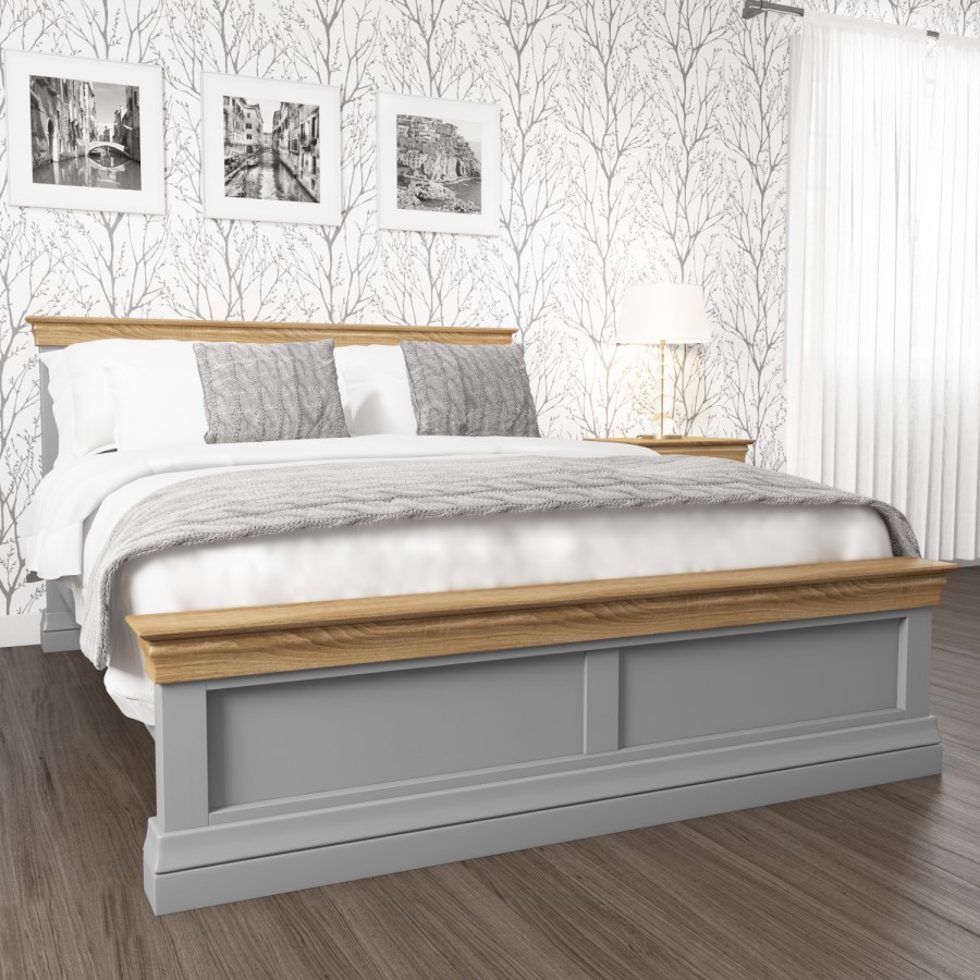 GRADE A1 - Loire Grey and Oak Kingsize Bed Frame