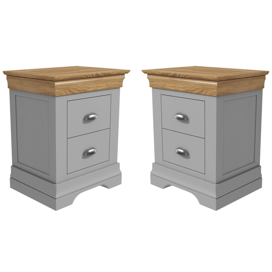 Loire Two Tone Pair of Bedside Tables in Grey and Oak