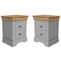 Loire Two Tone Pair of Bedside Tables in Grey and Oak