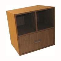 Mountrose Storage Cube With 2 Shelves and 1 Drawer In Walnut 