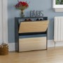 Slim Black Shoe Cabinet 2 Mirrored Doors - Walham